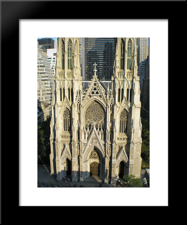 New York City Saint Patrick'S Cathedral 20x24 Black Modern Wood Framed Art Print Poster