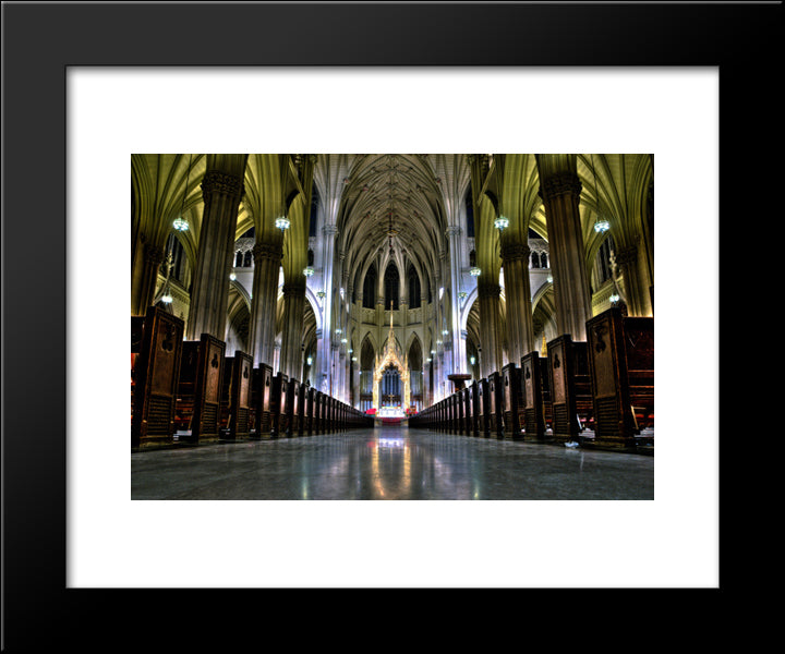 New York City St Patrick'S Cathedral 20x24 Black Modern Wood Framed Art Print Poster