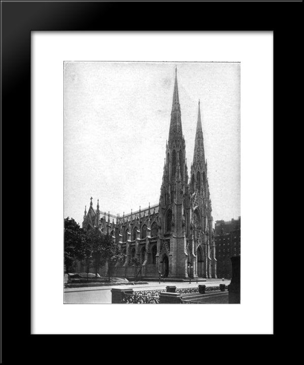 New York City St. Patrick'S Cathedral 20x24 Black Modern Wood Framed Art Print Poster