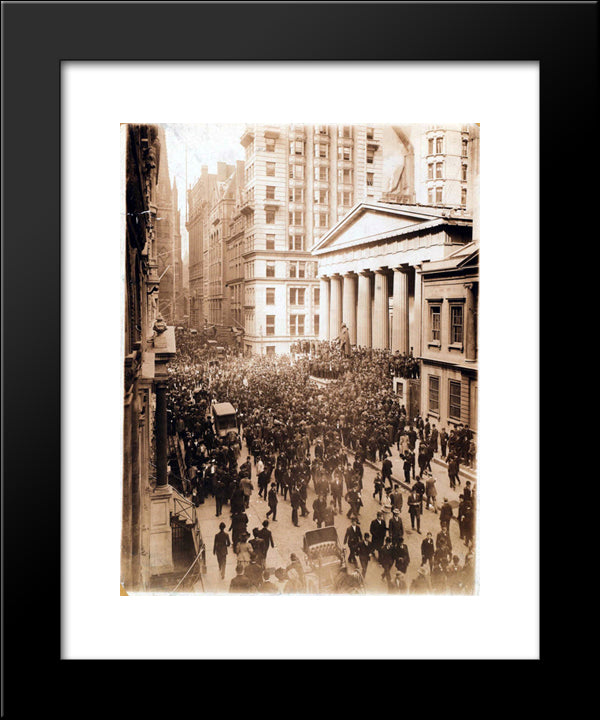 New York Stock Exchange 1907 Panic 20x24 Black Modern Wood Framed Art Print Poster