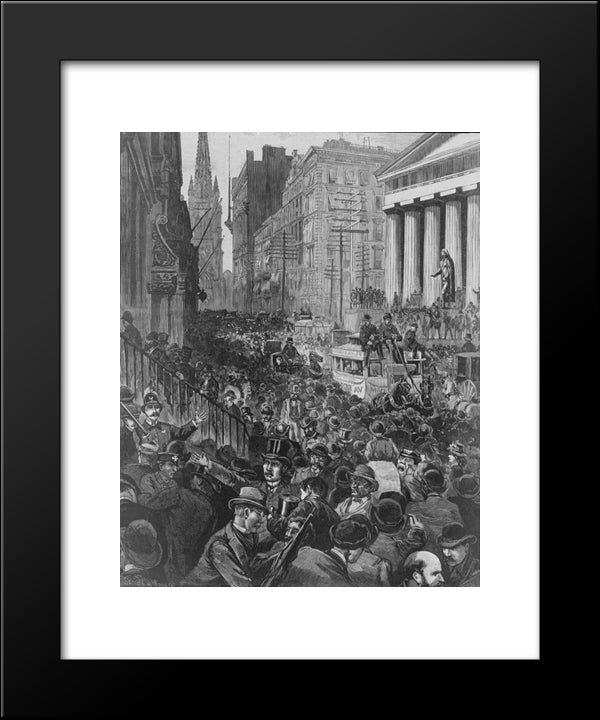 New York Stock Exchange 1884 Panic 20x24 Black Modern Wood Framed Art Print Poster