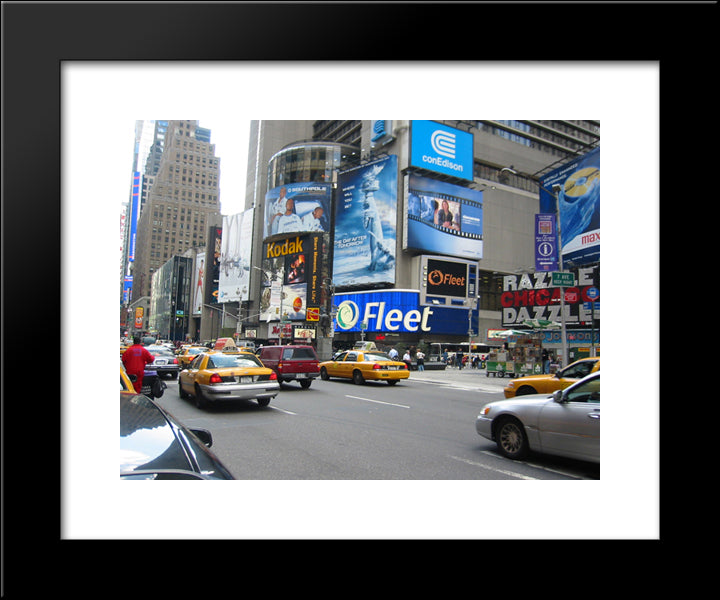New York City Times Square 20x24 Black Modern Wood Framed Art Print Poster