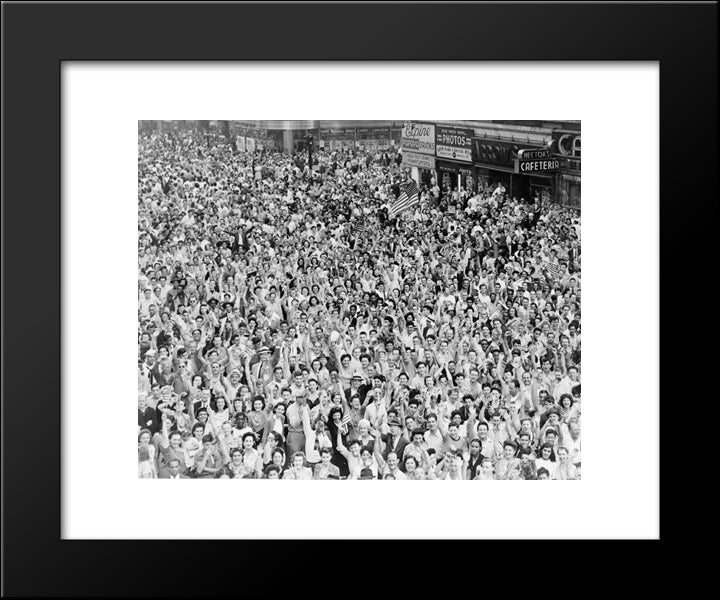 New York City Times Square V-J Day 1945 20x24 Black Modern Wood Framed Art Print Poster