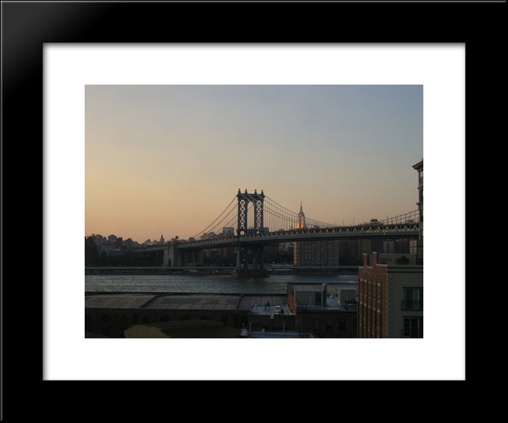 New York City Brooklyn Bridge 20x24 Black Modern Wood Framed Art Print Poster