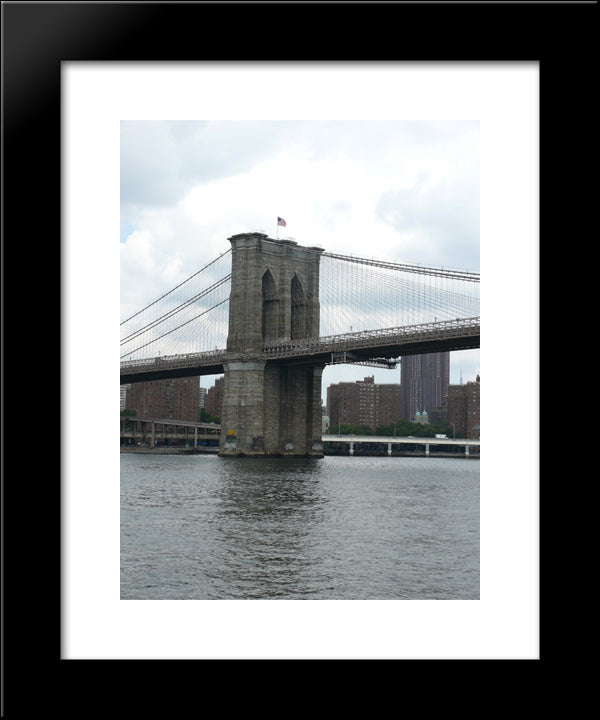 New York City Brooklyn Bridge 20x24 Black Modern Wood Framed Art Print Poster