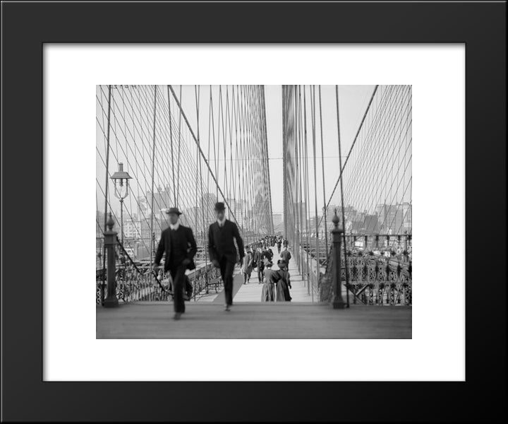 New York City Brooklyn Bridge - 1909 20x24 Black Modern Wood Framed Art Print Poster