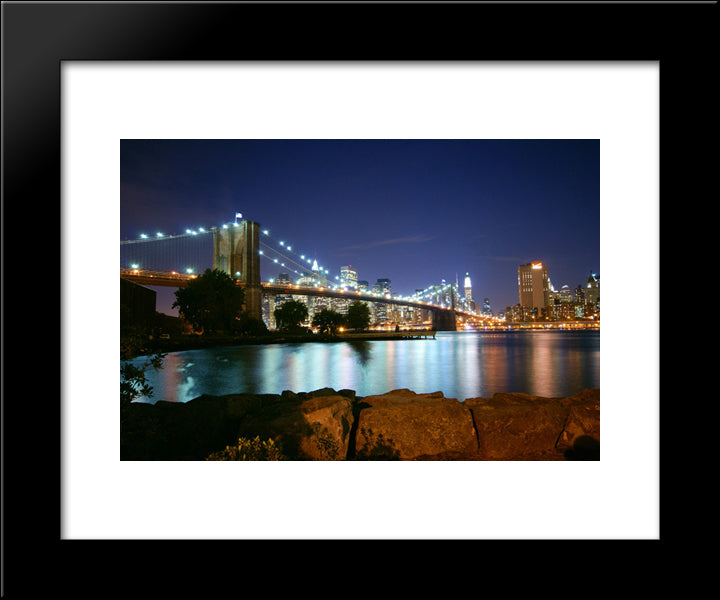 New York City Brooklyn Bridge 20x24 Black Modern Wood Framed Art Print Poster