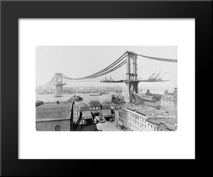 New York City Manhattan Bridge 20x24 Black Modern Wood Framed Art Print Poster