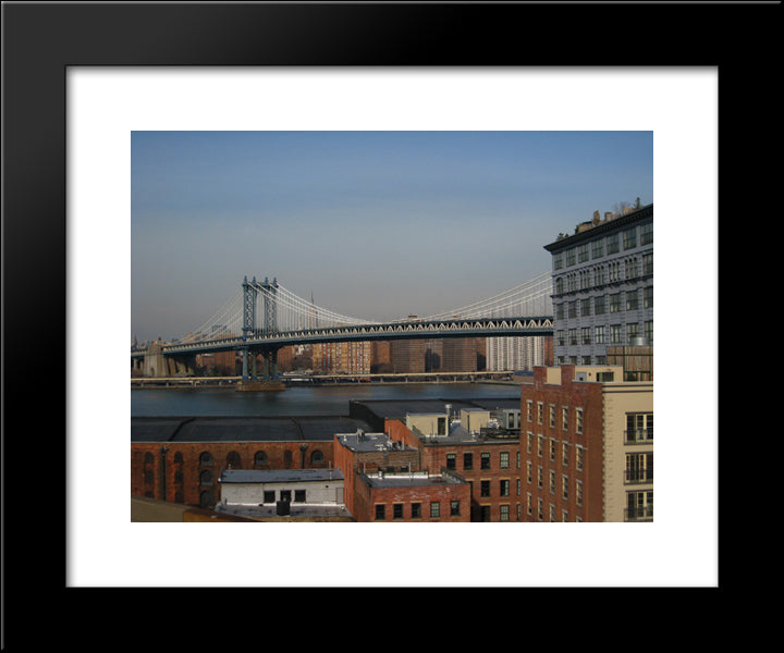 New York City Manhattan Bridge 20x24 Black Modern Wood Framed Art Print Poster