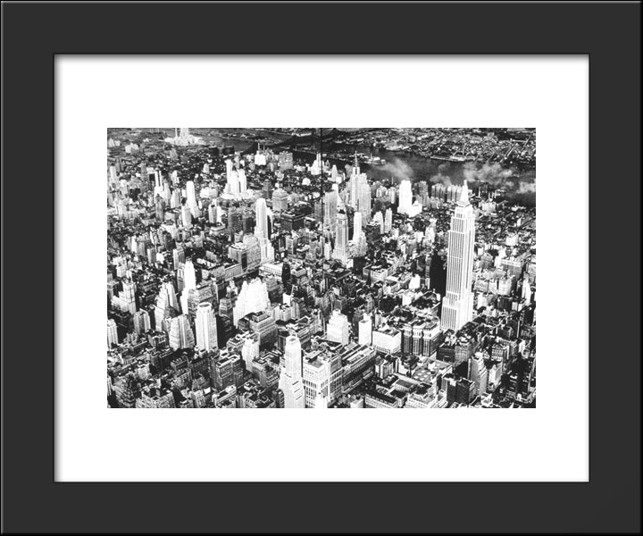 New York City Aerial View - 1932 20x24 Black Modern Wood Framed Art Print Poster