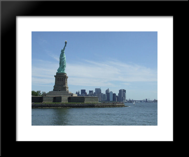 New York City Statue Of Liberty 20x24 Black Modern Wood Framed Art Print Poster