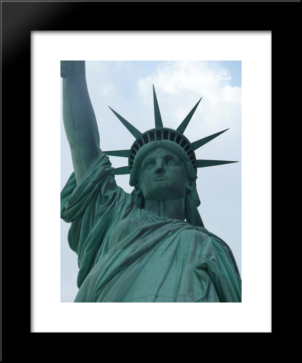 New York City Statue Of Liberty 20x24 Black Modern Wood Framed Art Print Poster