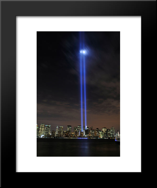 New York City Tribute In Light 20x24 Black Modern Wood Framed Art Print Poster