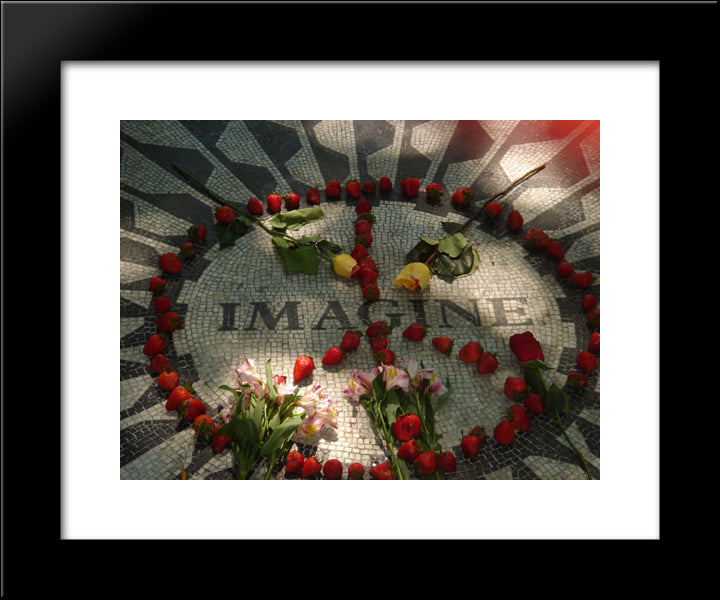 New York City John Lennon Tribute 20x24 Black Modern Wood Framed Art Print Poster