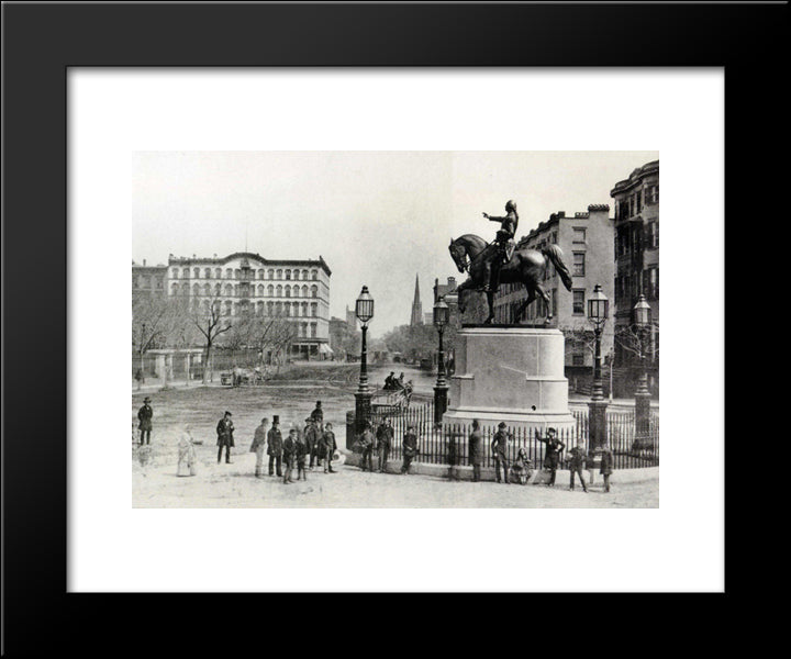 New York City Union Square - 1870 20x24 Black Modern Wood Framed Art Print Poster