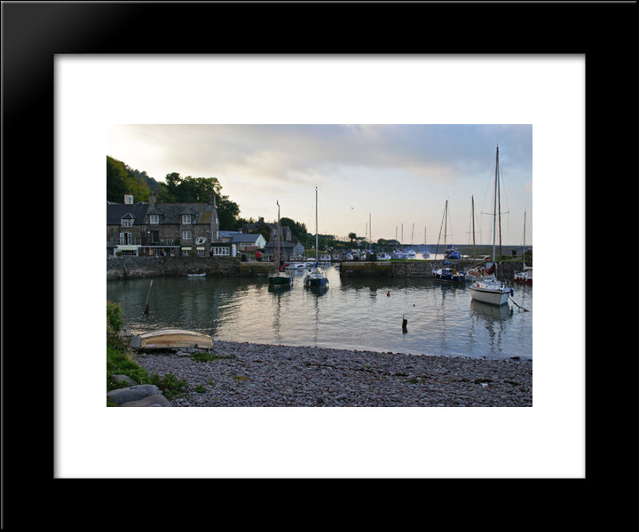 Porlock Weir Harbour, Uk 20x24 Black Modern Wood Framed Art Print Poster