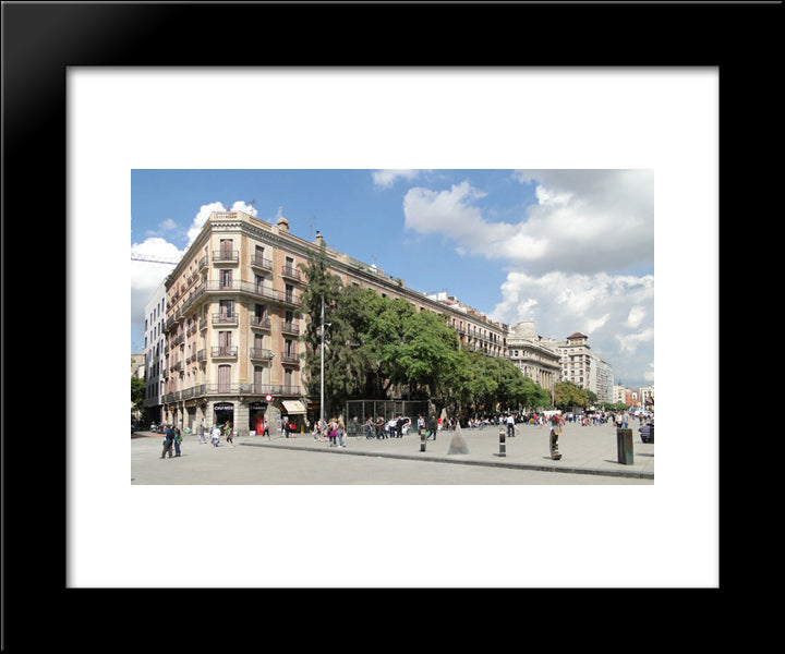 Placa Nova, Barcelona, Spain 20x24 Black Modern Wood Framed Art Print Poster