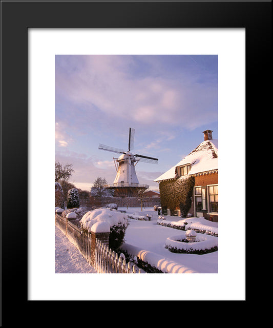 Snowfall In The Netherlands 20x24 Black Modern Wood Framed Art Print Poster