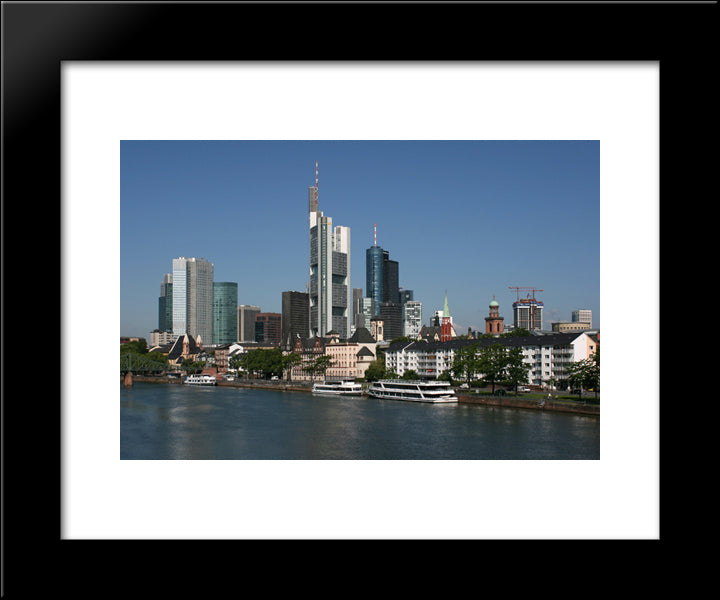 Frankfurt Skyline, Germany 20x24 Black Modern Wood Framed Art Print Poster