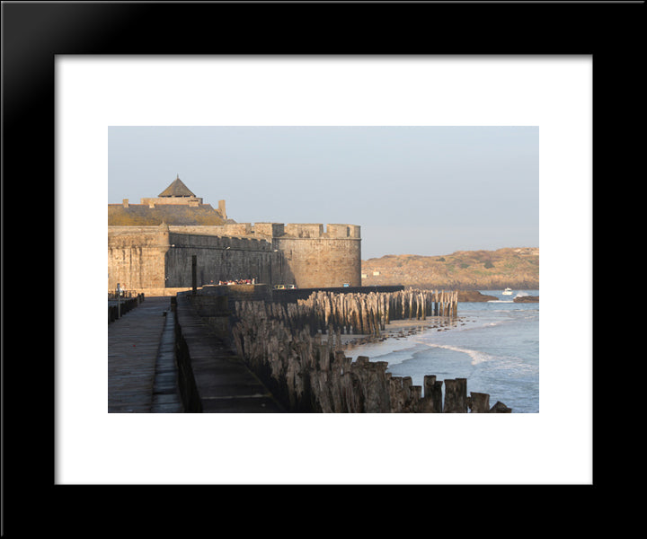 Castle Of Saint Malo 20x24 Black Modern Wood Framed Art Print Poster