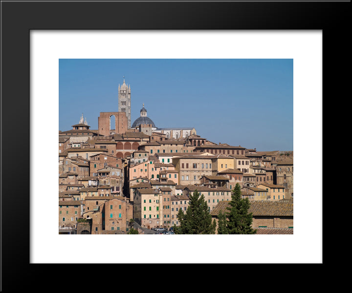 Siena Cityscape And Cathedral 20x24 Black Modern Wood Framed Art Print Poster
