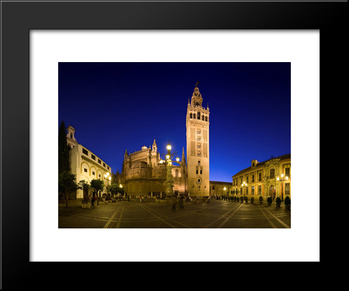Cathedral Of Seville And The Giralda 20x24 Black Modern Wood Framed Art Print Poster