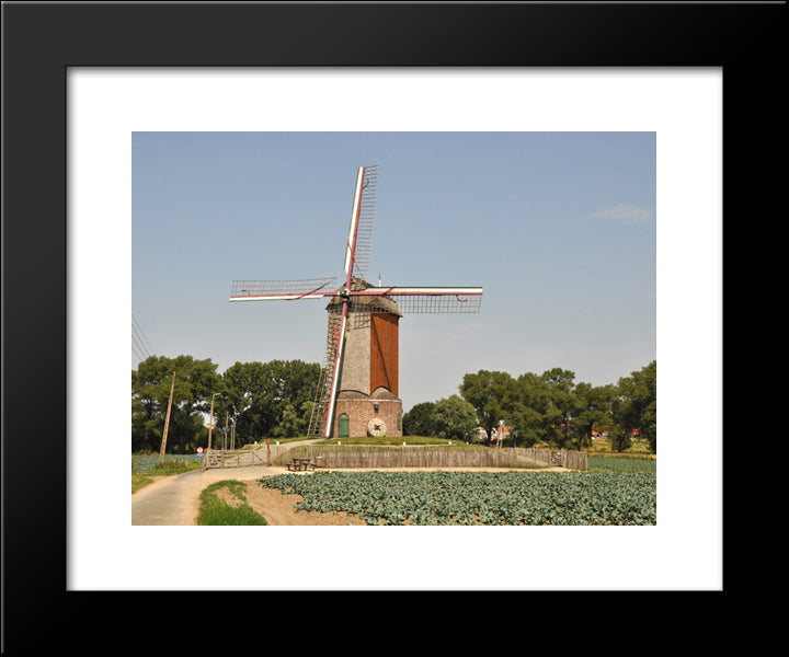 Belgium Windmill 20x24 Black Modern Wood Framed Art Print Poster