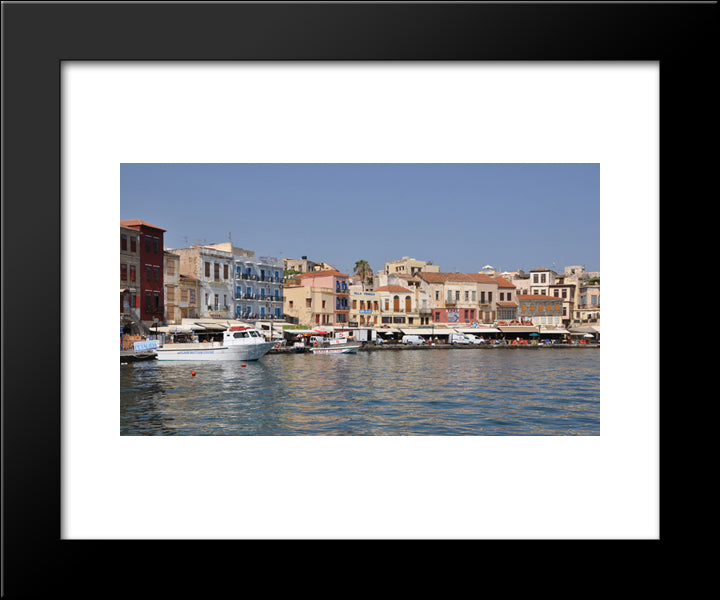 Chania Harbour, Greece 20x24 Black Modern Wood Framed Art Print Poster