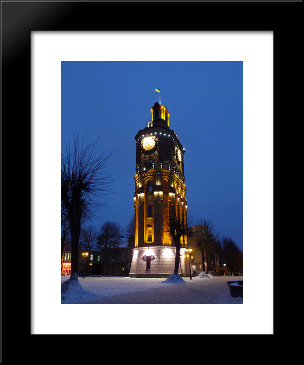 Ukraine Water Tower 20x24 Black Modern Wood Framed Art Print Poster