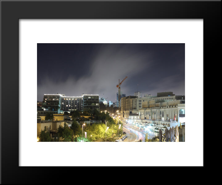 Jerusalem At Night 20x24 Black Modern Wood Framed Art Print Poster