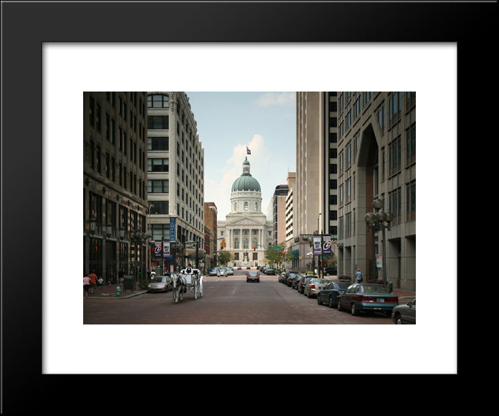 Indiana State Capitol Market St. 20x24 Black Modern Wood Framed Art Print Poster