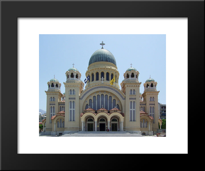 Cathedral Agios Andreas, Greece 20x24 Black Modern Wood Framed Art Print Poster