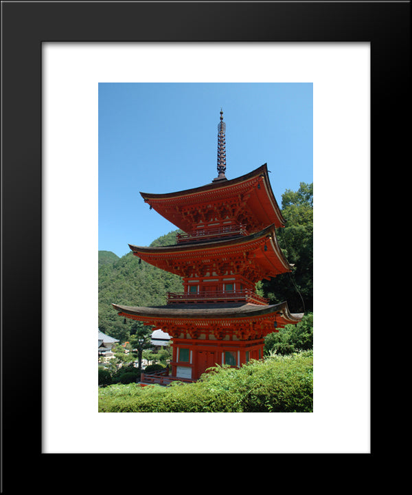 Pagoda Temple, Japan 20x24 Black Modern Wood Framed Art Print Poster