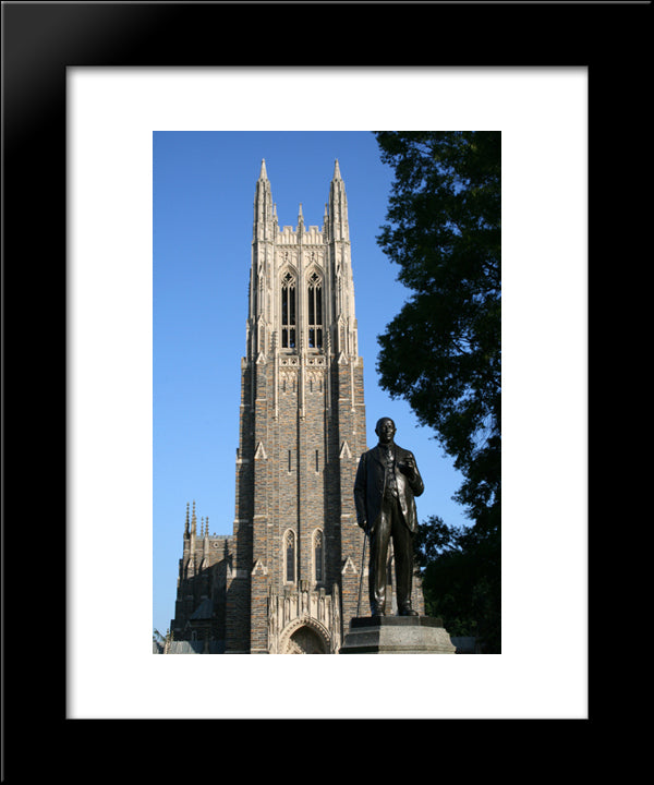 James Buchanan Duke Statue, Duke Chapel 20x24 Black Modern Wood Framed Art Print Poster