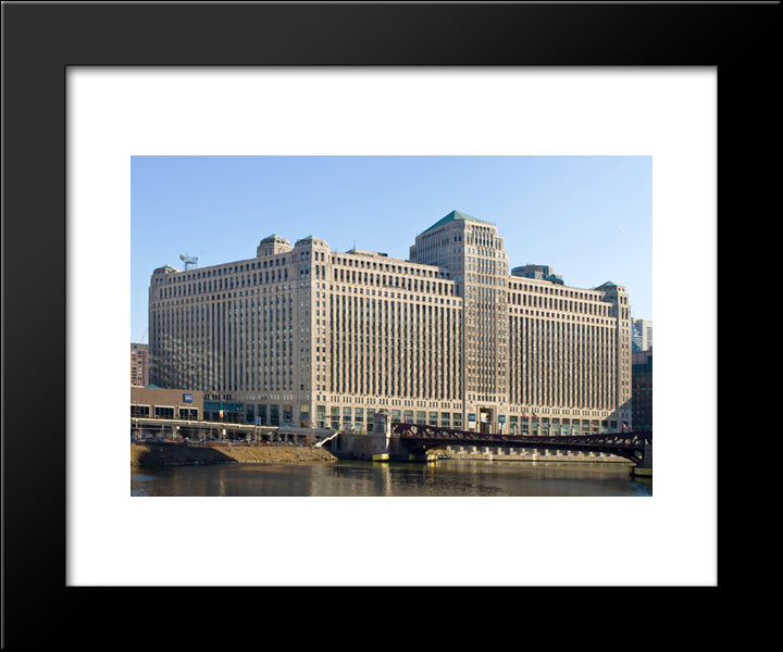 Merchandise Mart, Chicago 20x24 Black Modern Wood Framed Art Print Poster