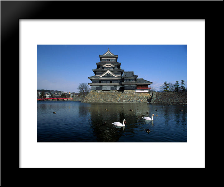 Matsumoto Castle Keep Tower 20x24 Black Modern Wood Framed Art Print Poster