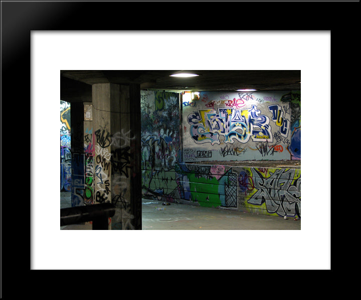 London Graffiti 20x24 Black Modern Wood Framed Art Print Poster
