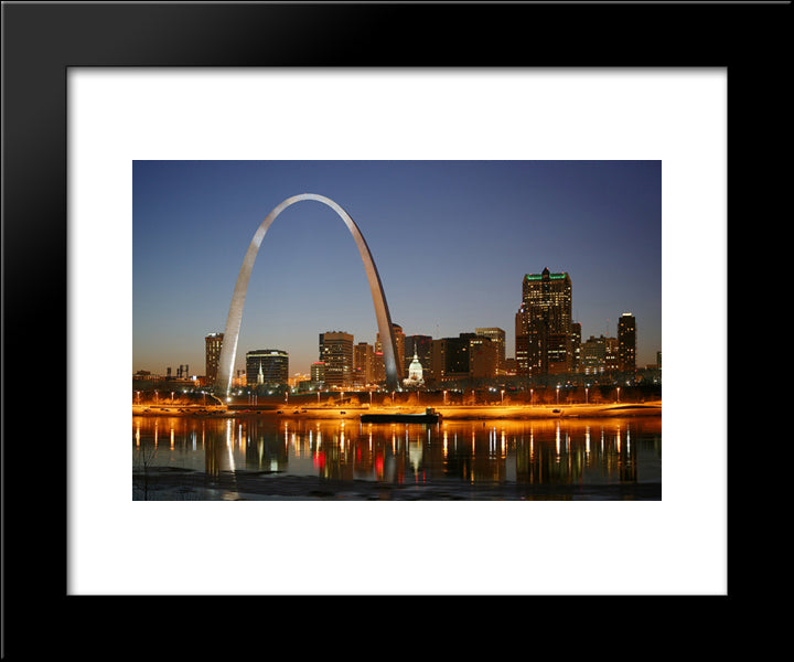 St. Louis Cityscape 20x24 Black Modern Wood Framed Art Print Poster