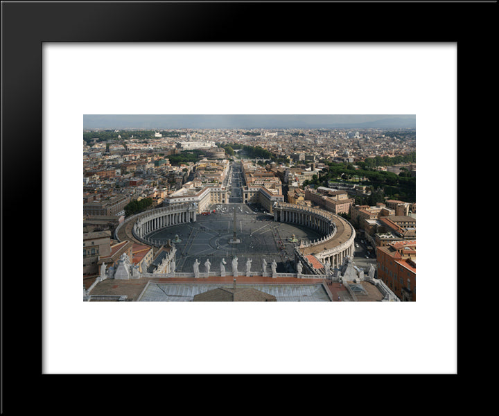 San Pietro Cityscape, Rome 20x24 Black Modern Wood Framed Art Print Poster