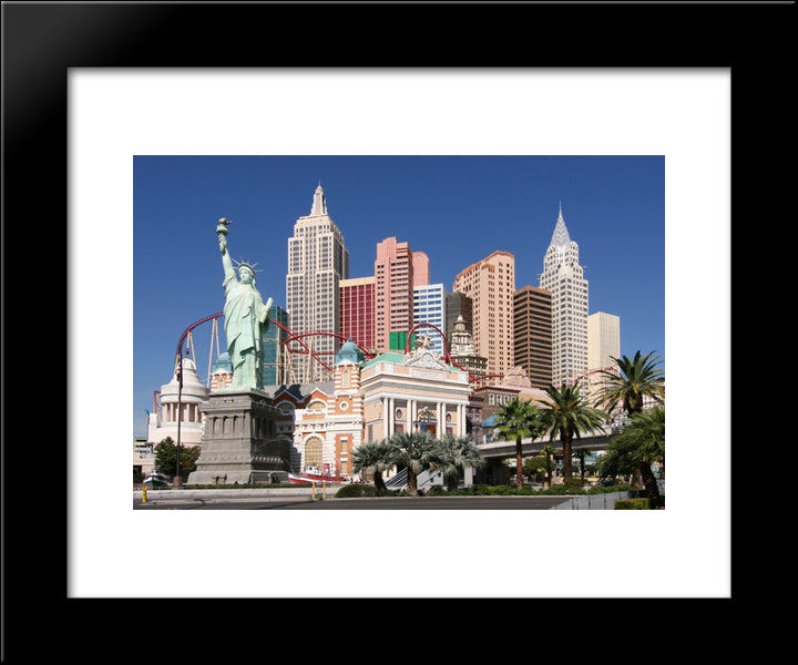 New York Hotel, Las Vegas 20x24 Black Modern Wood Framed Art Print Poster