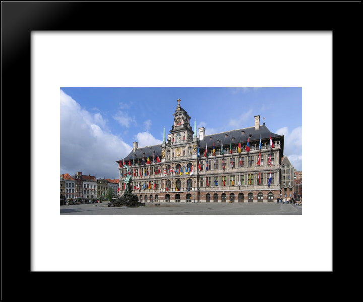 City Hall Of Antwerp 20x24 Black Modern Wood Framed Art Print Poster