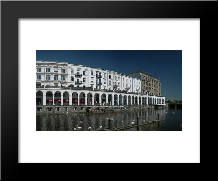 Alster Arcades, Hamburg, Germany 20x24 Black Modern Wood Framed Art Print Poster