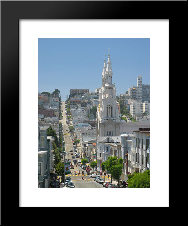 Filbert Street, North Beach, San Francisco 20x24 Black Modern Wood Framed Art Print Poster