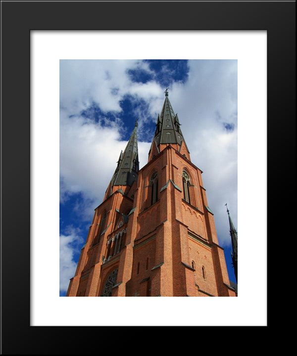 Towers Of The Uppsala Cathedral 20x24 Black Modern Wood Framed Art Print Poster