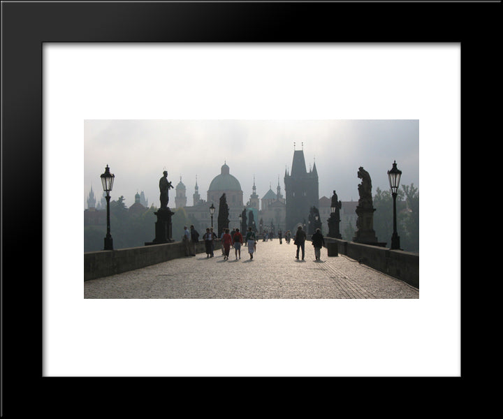 Charles Bridge, Prague 20x24 Black Modern Wood Framed Art Print Poster