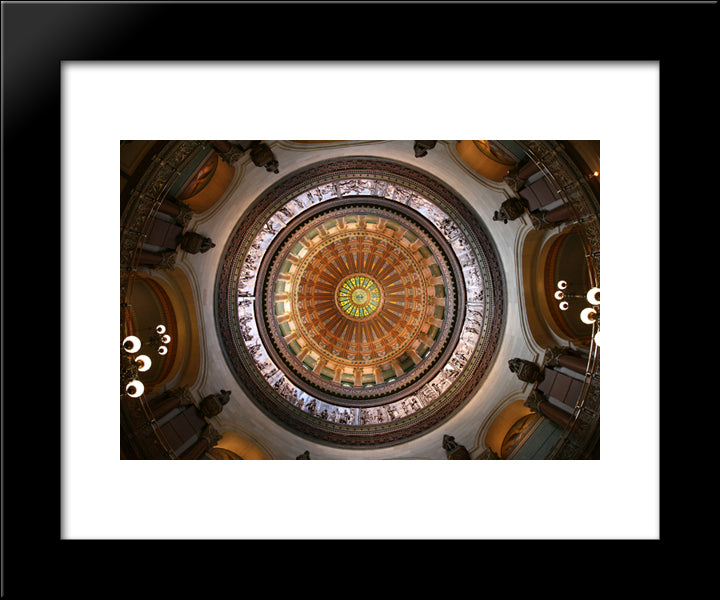 Illinois State Capitol Dome 20x24 Black Modern Wood Framed Art Print Poster