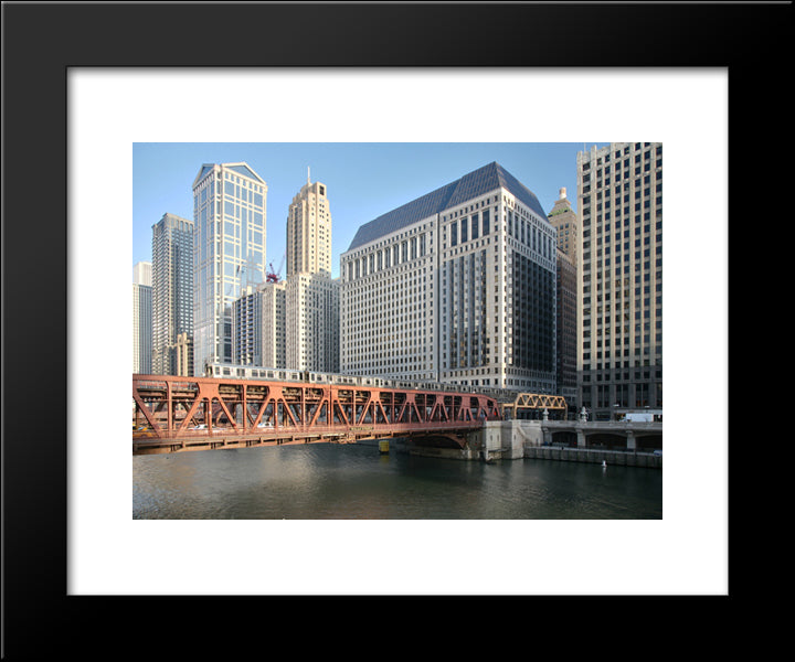 Wells Street Bridge, Chicago 20x24 Black Modern Wood Framed Art Print Poster