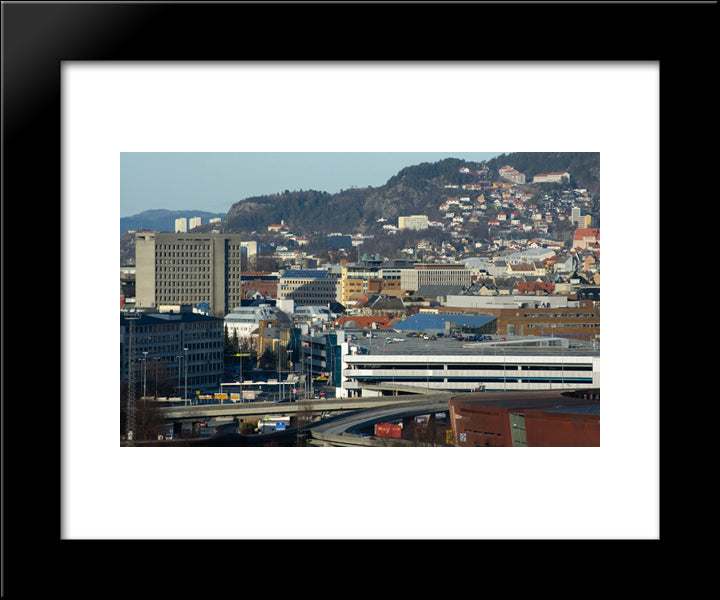 Bergen Cityscape, Norway 20x24 Black Modern Wood Framed Art Print Poster