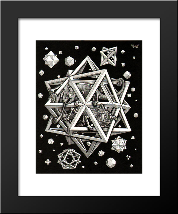 Stars 20x24 Black Modern Wood Framed Art Print Poster by Escher, M.C.