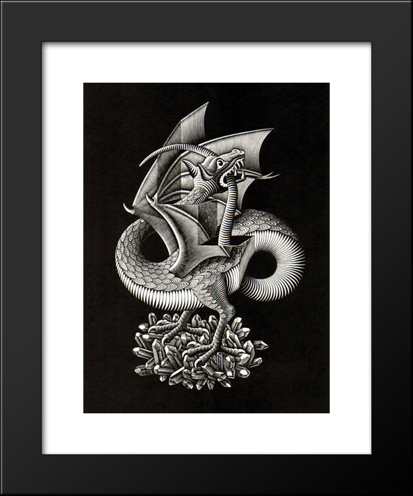 Dragon 20x24 Black Modern Wood Framed Art Print Poster by Escher, M.C.